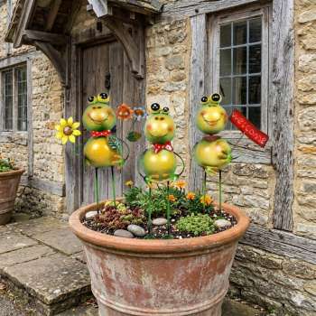 Lustige Gartenfigur Frosch Franz "welcome" ca. 42 cm - Gartendekoration